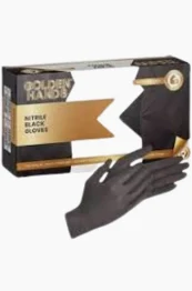 [NITRILEBLK0S] GLOVE GOLDEN HANDS BLACK SURGICAL NITRILE POWDER FREE (Small)